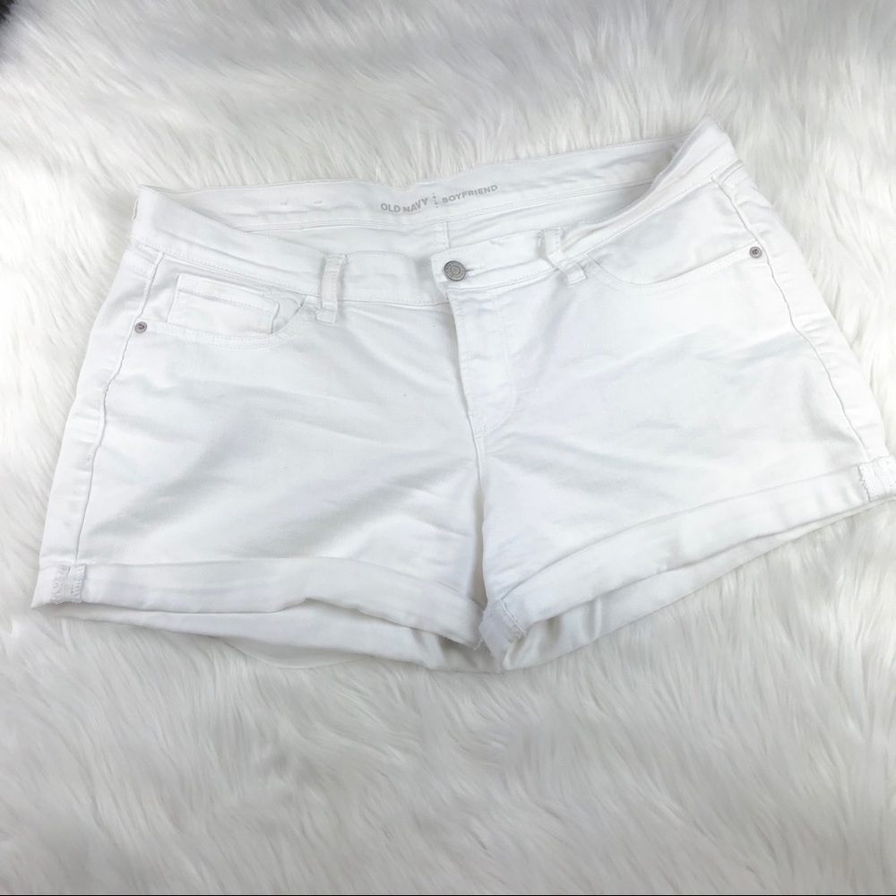 12 white denim shorts old navy boyfriend stretchy